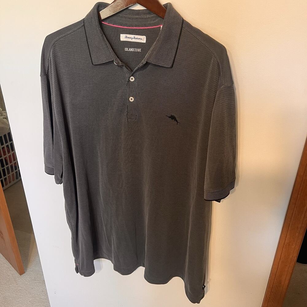 Tommy Bahama Island Zone Polo Golf Shirt Men’s XXL Gray Textured Short Sleeve